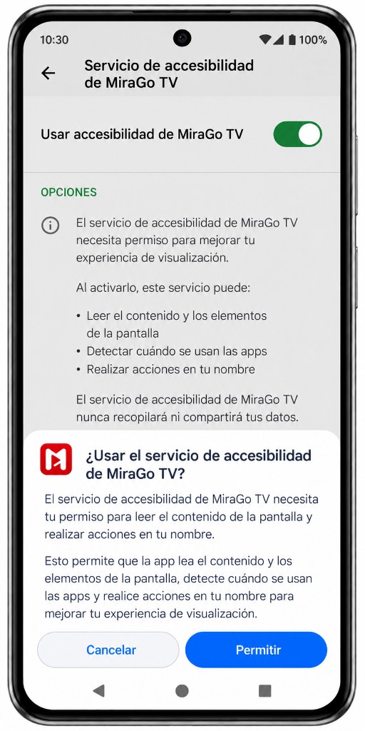 Enable MiraGo TV Accessibility Service